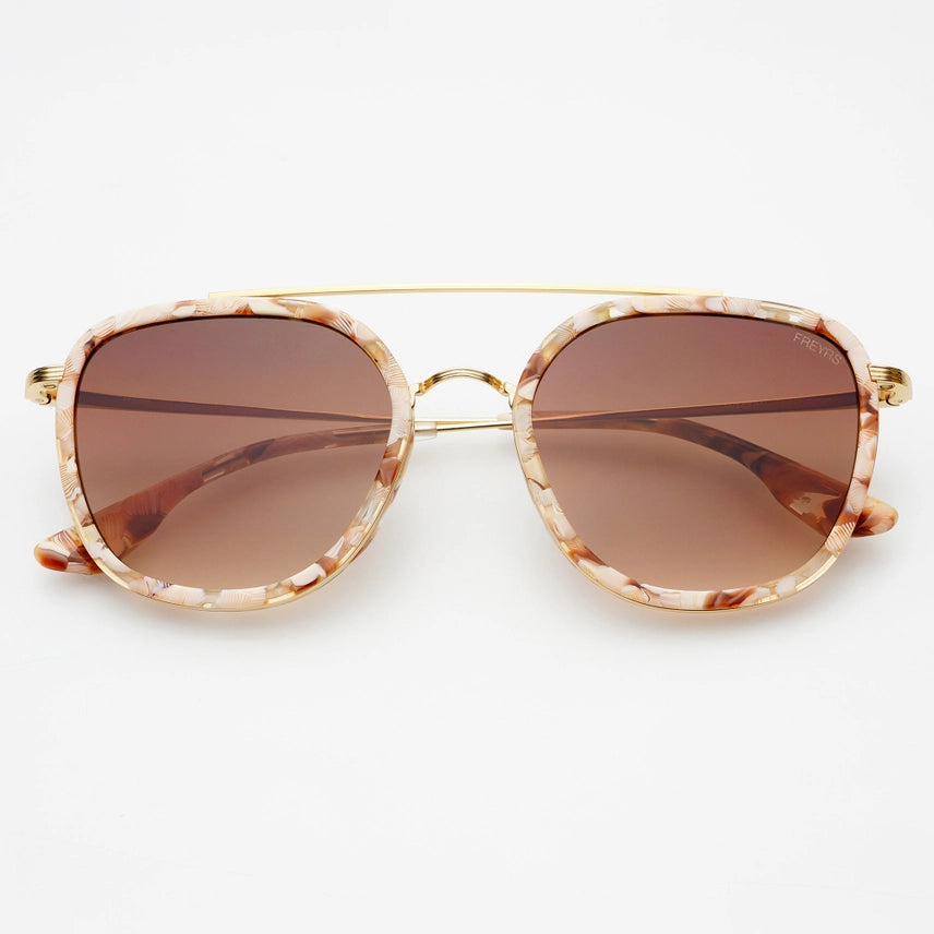 FREYRS Pink Pearl Weston Acetate Round Sunglasses