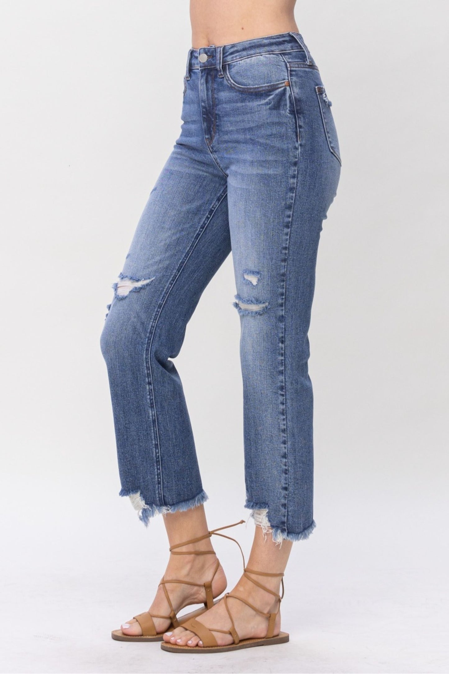 Judy Blue High Waist Destroyed Straight Cropped Jeans