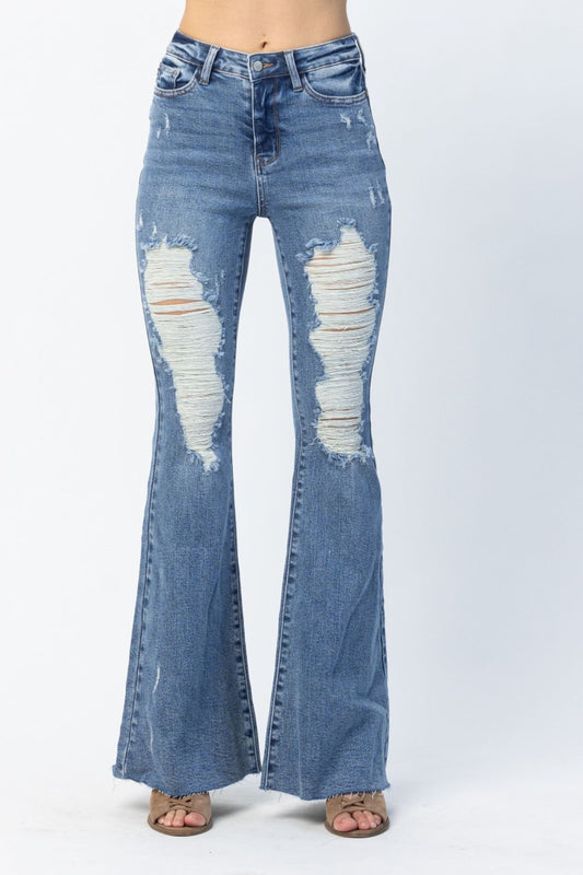 Judy Blue High Waist Destroyed Flare Jeans