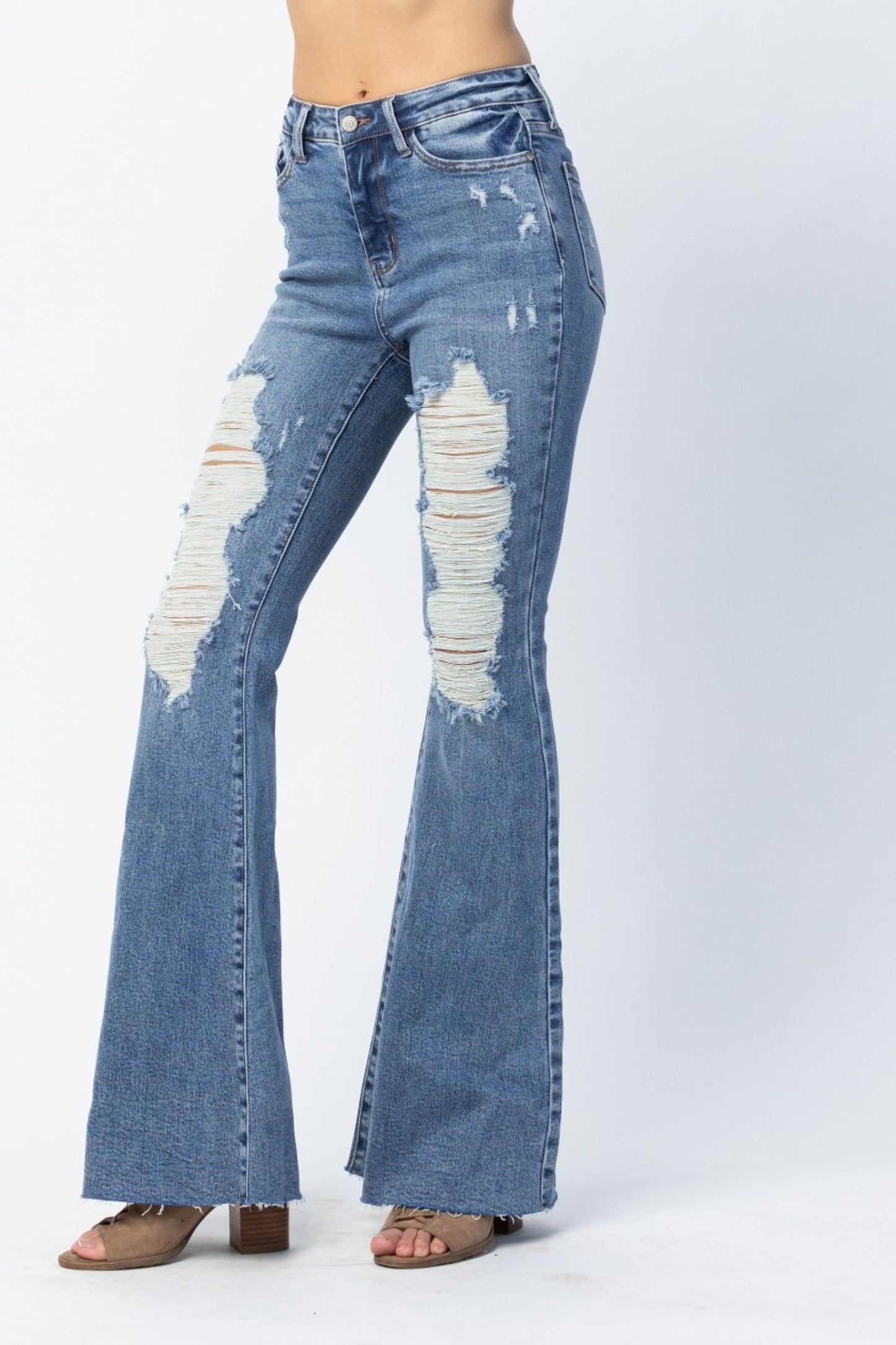 Judy Blue High Waist Destroyed Flare Jeans
