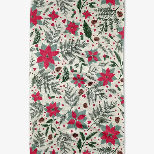 Geometry - Woodland Poinsettia Tea Towel