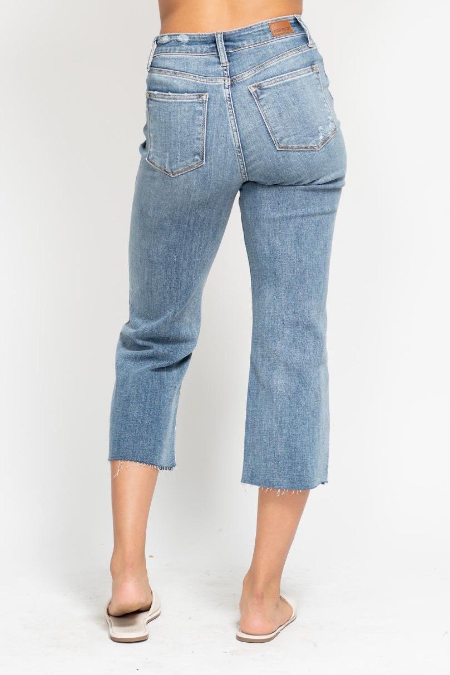 Judy Blue High Waist Destructed Wide Leg Crop Jeans