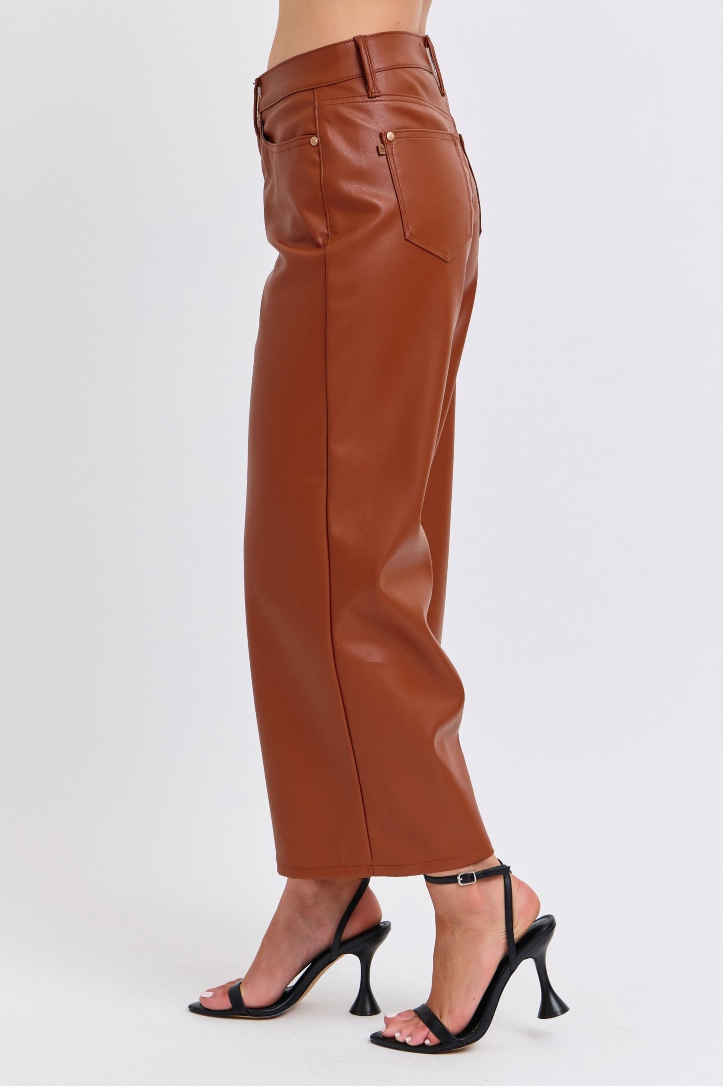 Judy Blue High Waist Tummy Control Faux Leather Cropped Pants