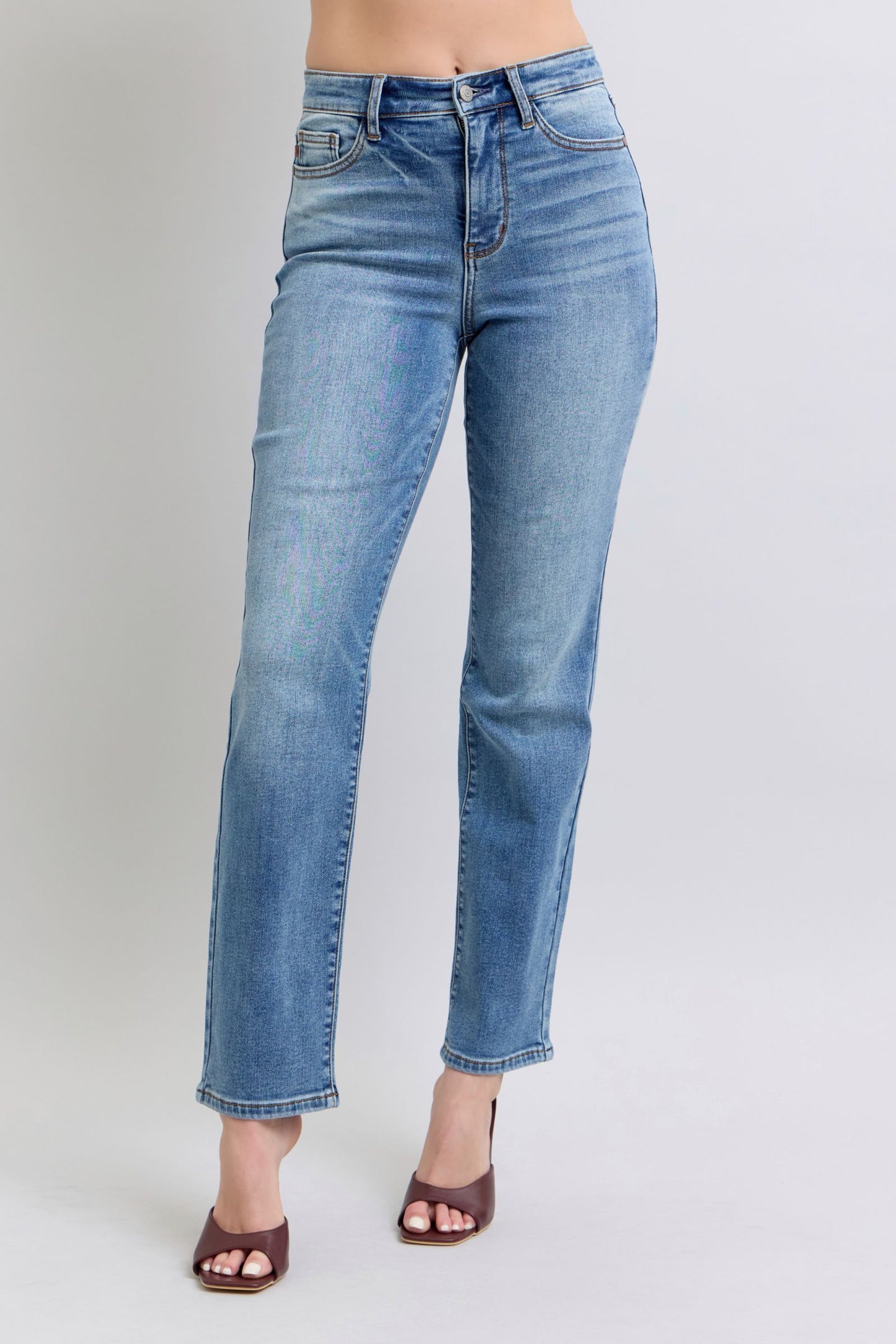 Judy Blue Vintage Wash Thermal Straight Denim Jeans