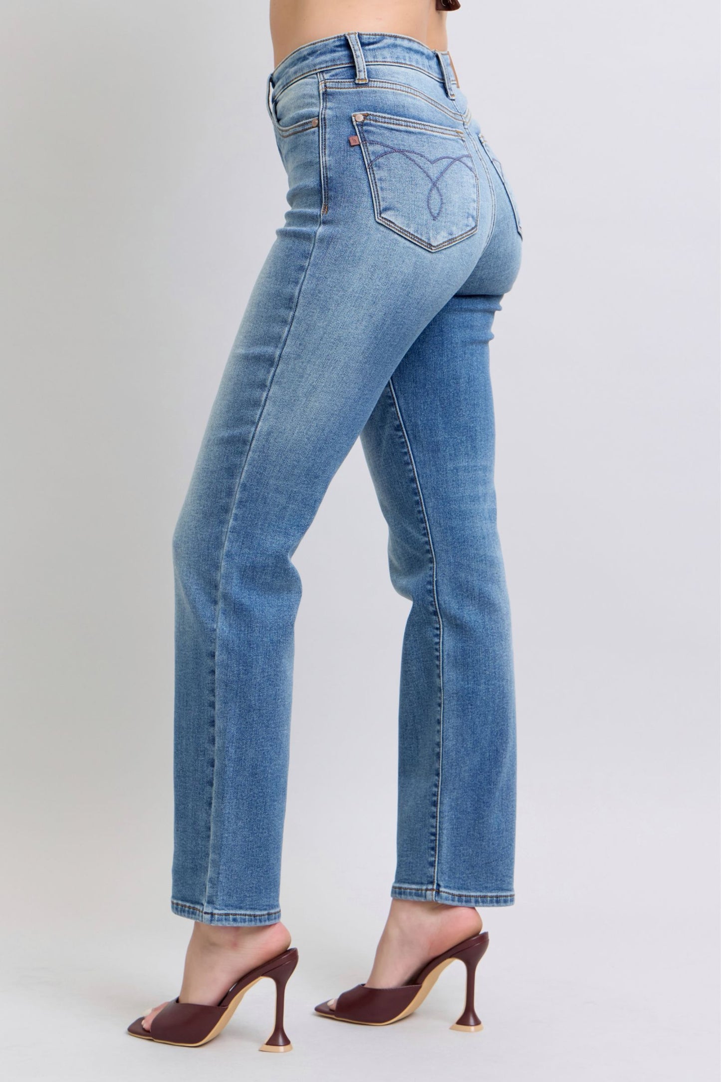 Judy Blue Vintage Wash Thermal Straight Denim Jeans