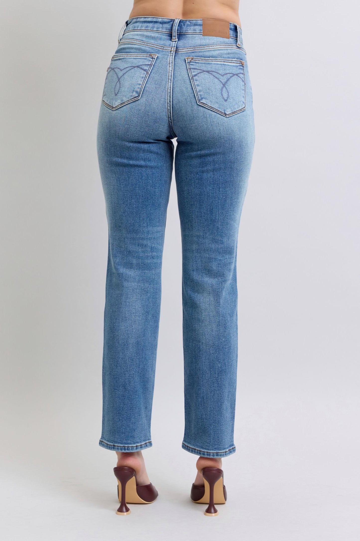 Judy Blue Vintage Wash Thermal Straight Denim Jeans