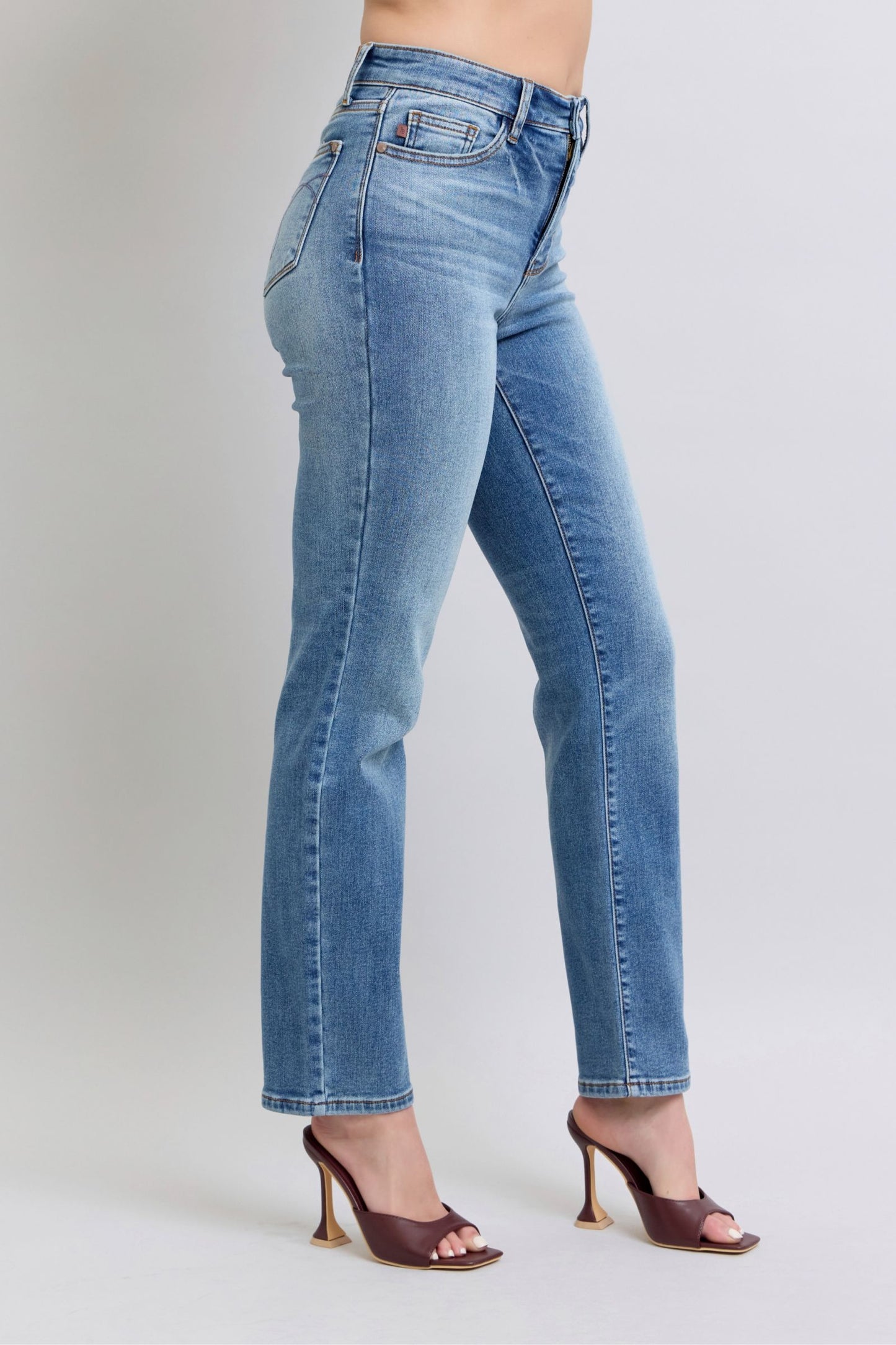 Judy Blue Vintage Wash Thermal Straight Denim Jeans