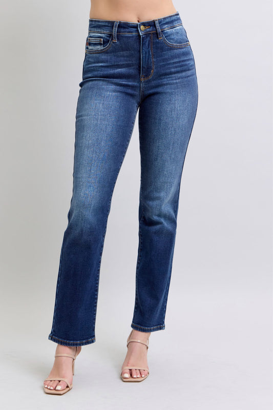 Judy Blue Vintage Dark Vintage Wash Thermal Straight Jeans