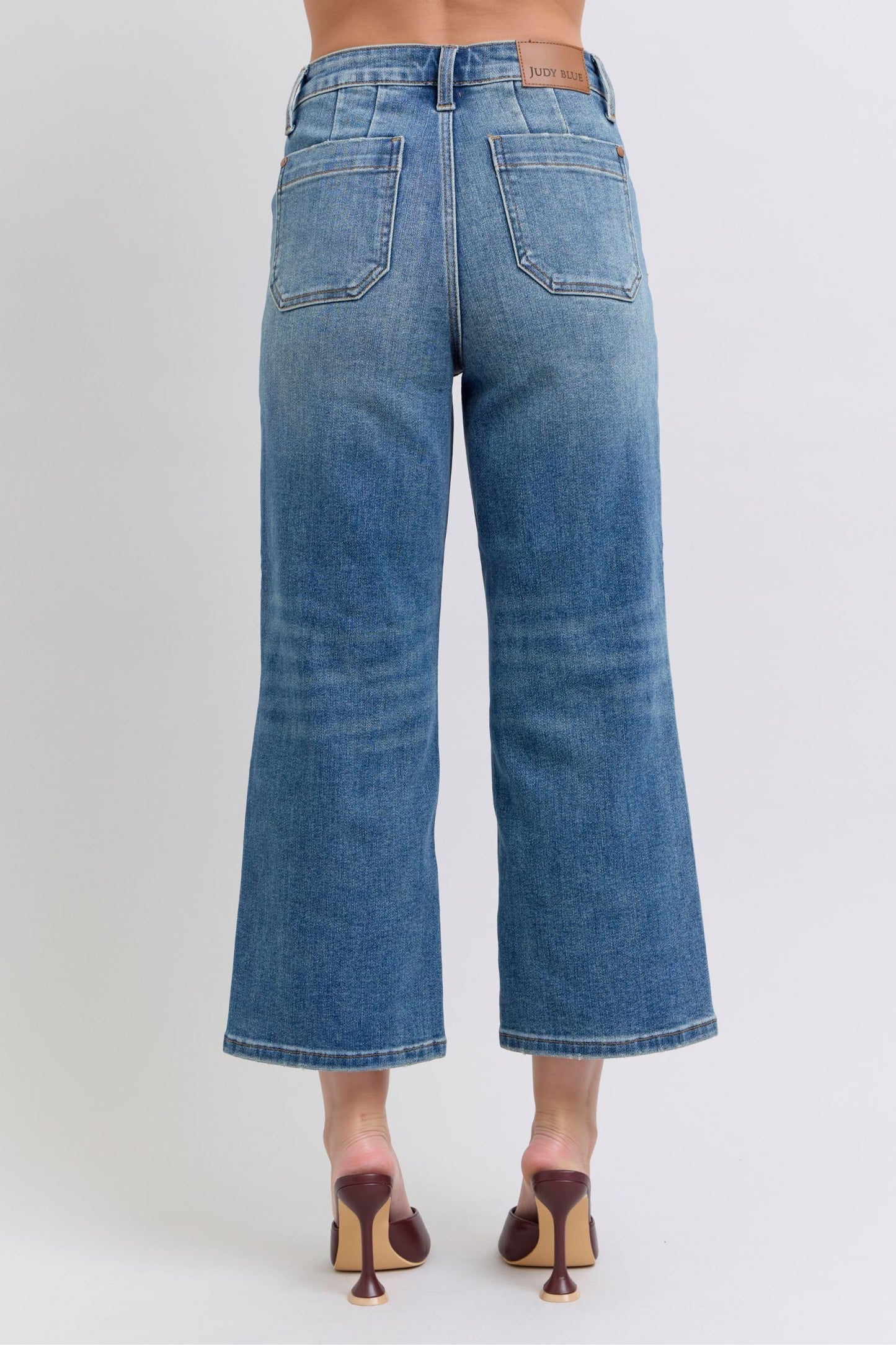 Judy Blue High Waist Utility Pockets Cropped Wide Leg Jeans