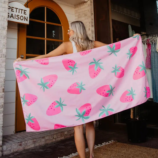 Micro Fiber Beach Towel -Subtle Strawberry