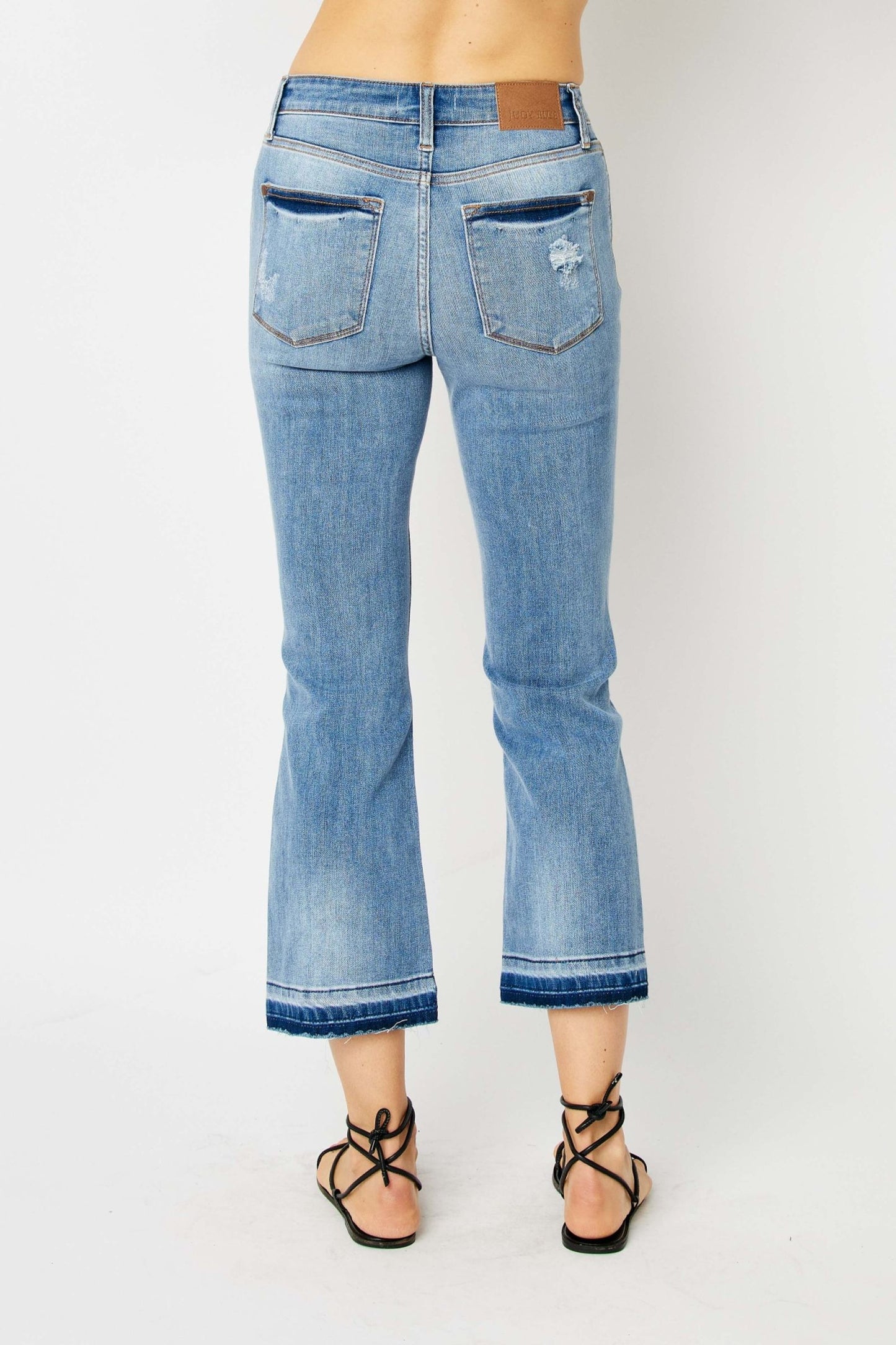 Judy Blue Mid Rise Cropped Bootcut Jeans
