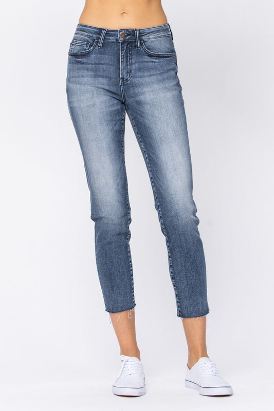 Judy Blue High Rise Raw Hem Relaxed Jeans