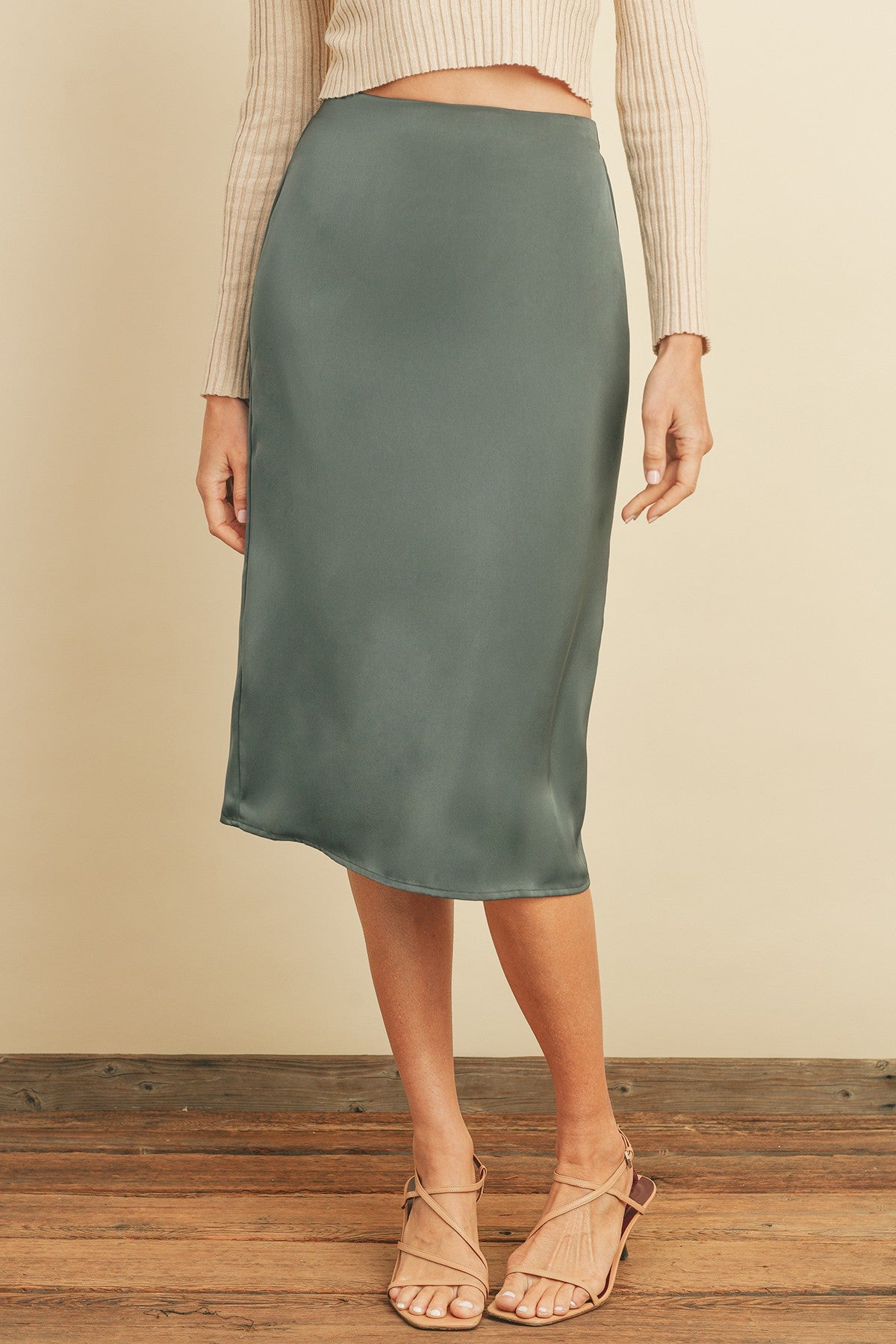 The Melani Satin Midi Skirt