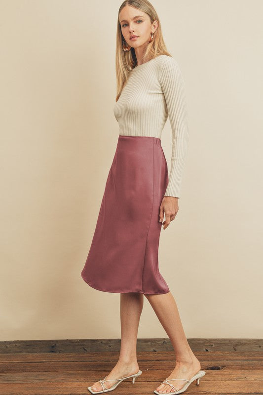 The Melani Satin Midi Skirt