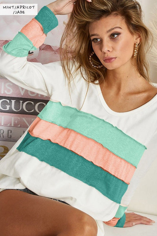 The Minty Jade Color Block Top