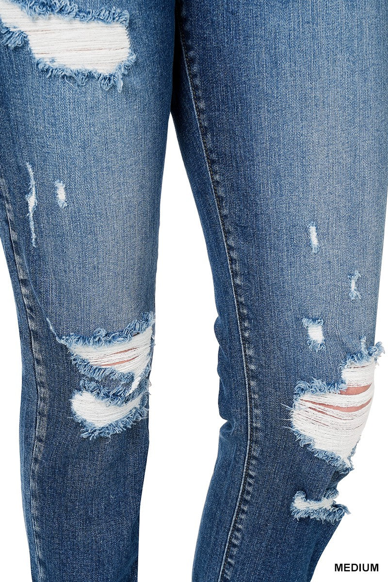 Zenana Distressed Cropped Skinny Jeans
