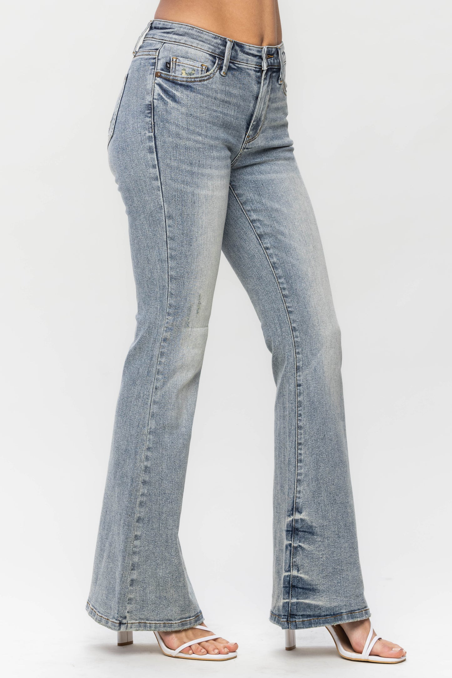 Judy Blue Mid Rise Tinted Flare Denim Jeans