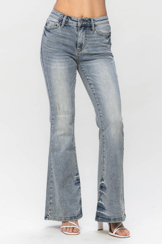 Judy Blue Mid Rise Tinted Flare Denim Jeans