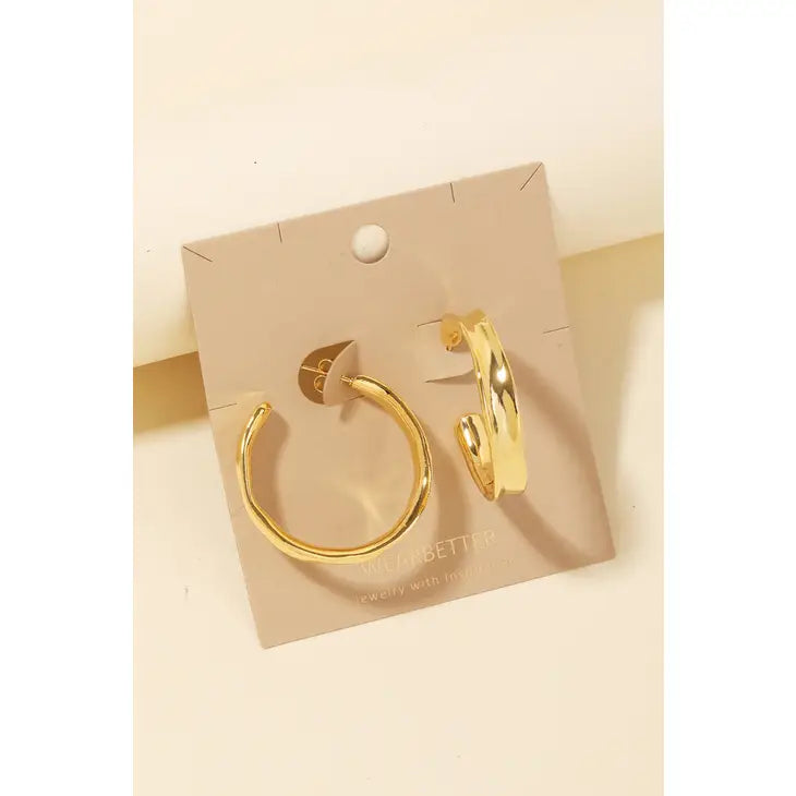Gold Metallic Hoop Earrings
