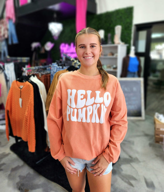 Hello Pumpkin Corded Sweatshirt