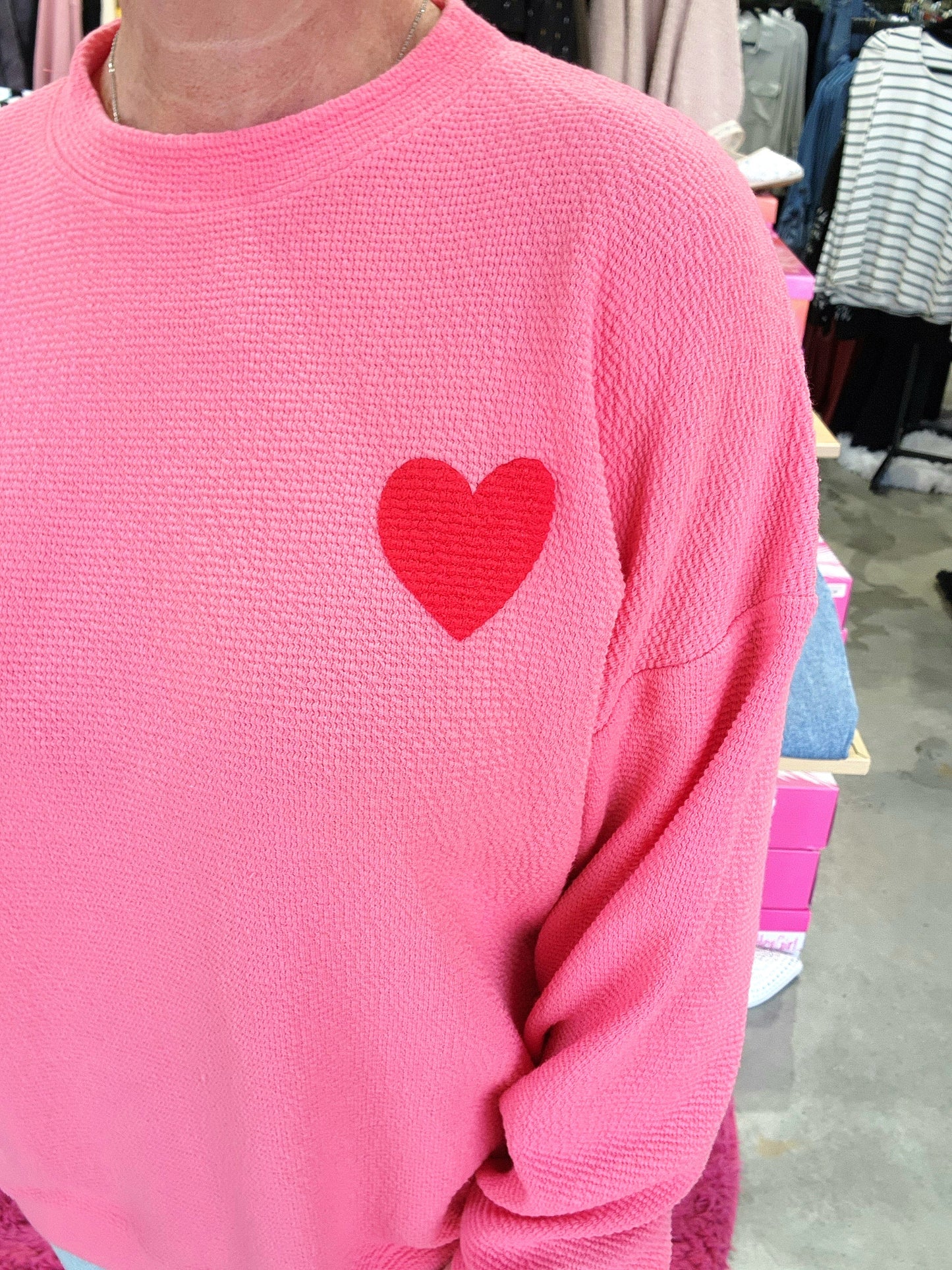 Hearted Pink Long Sleeve Top