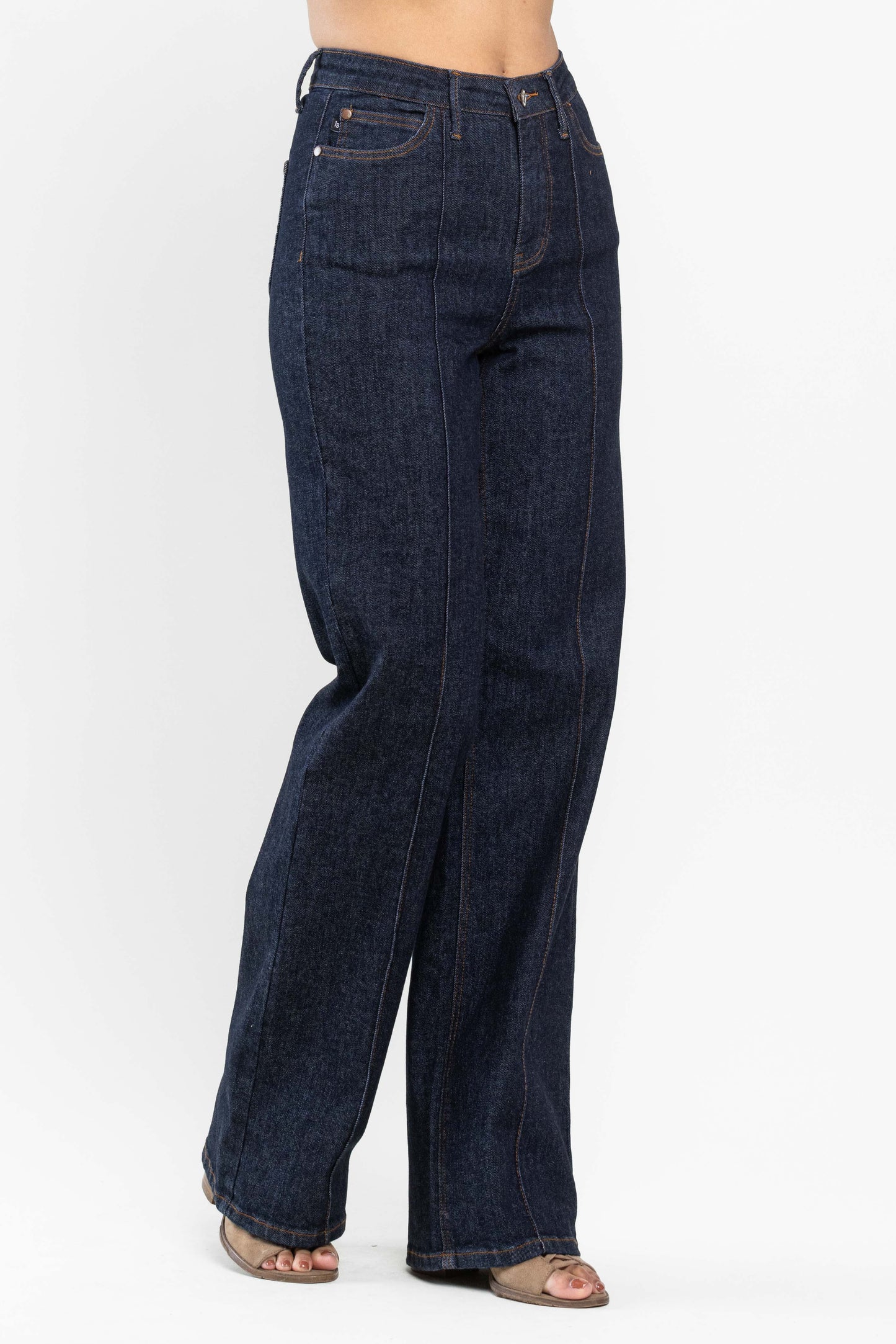 Judy Blue High Waisted Front Seam Detail Wide Leg Jeans