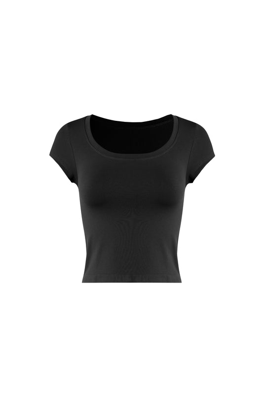 Dynamic Wide Round Neck Capsleeve Tee