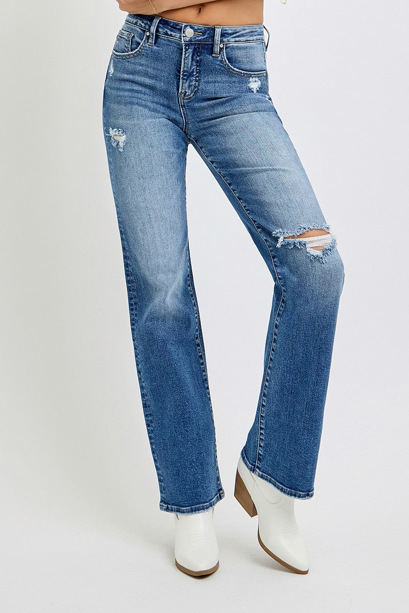 Risen Tummy Control High Rise Straight Jeans