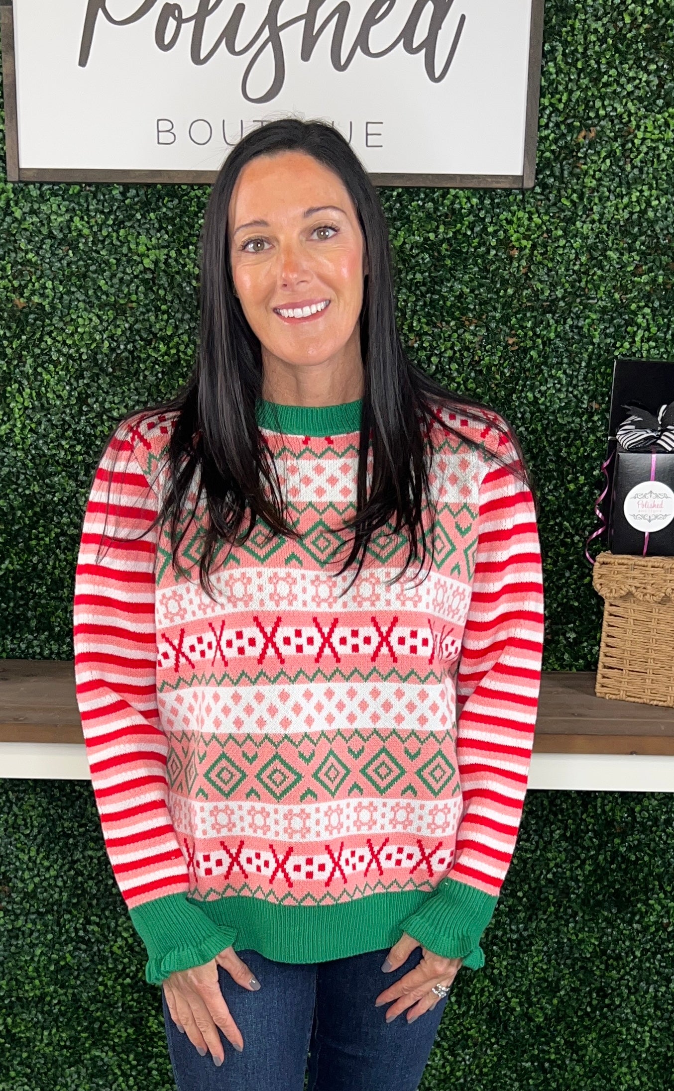 Christmas Striped Mix Sweater