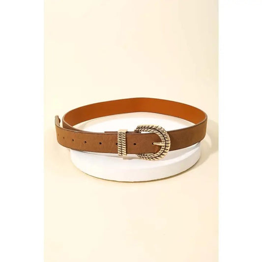 Faux Leather Solid Rope Buckle Belt