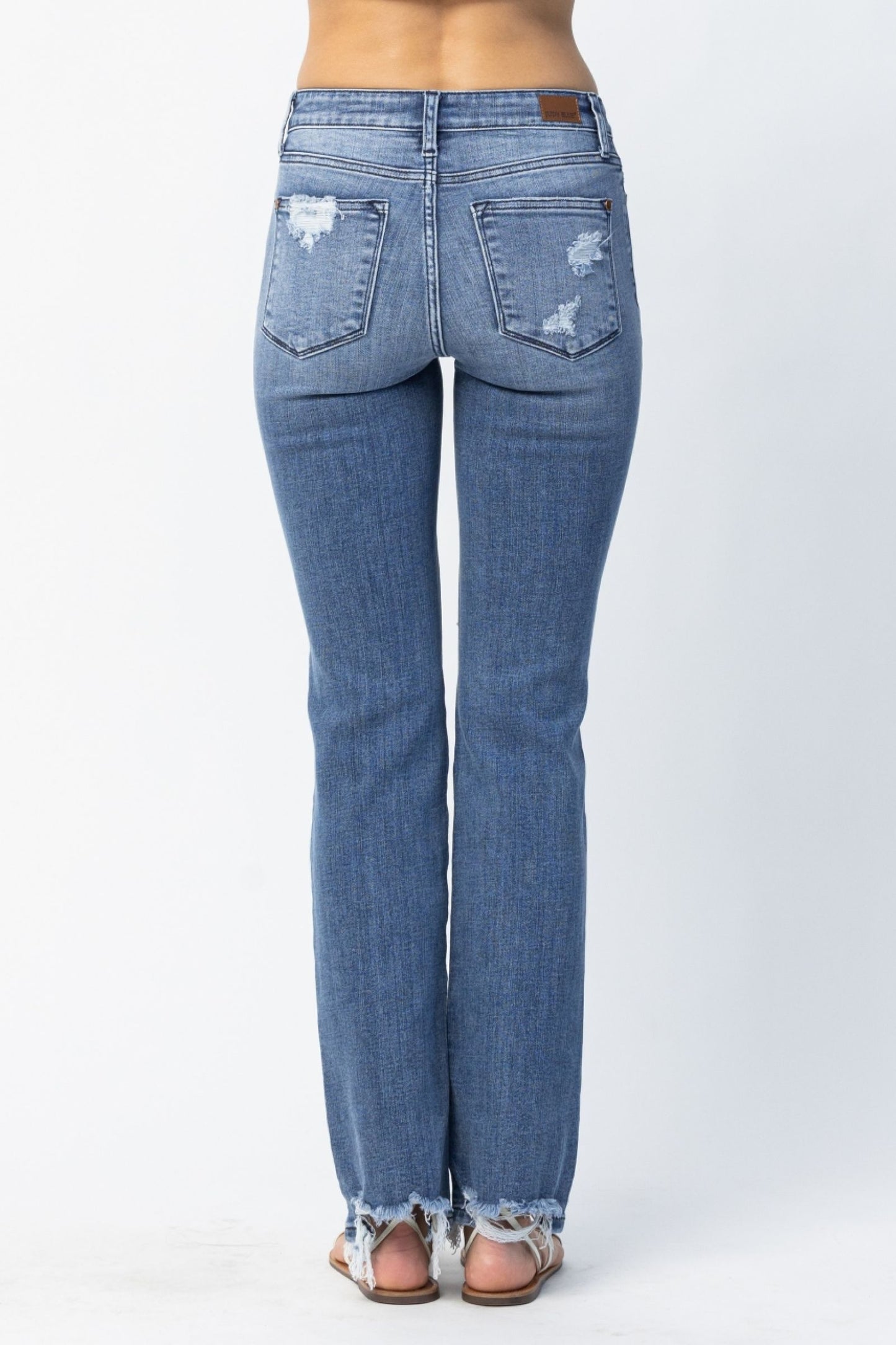 Judy Blue Destroy Mid-Rise Straight Denim Jeans