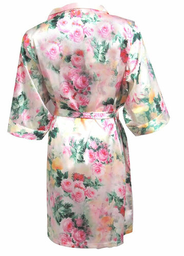 Pastel Floral Print Satin Robe