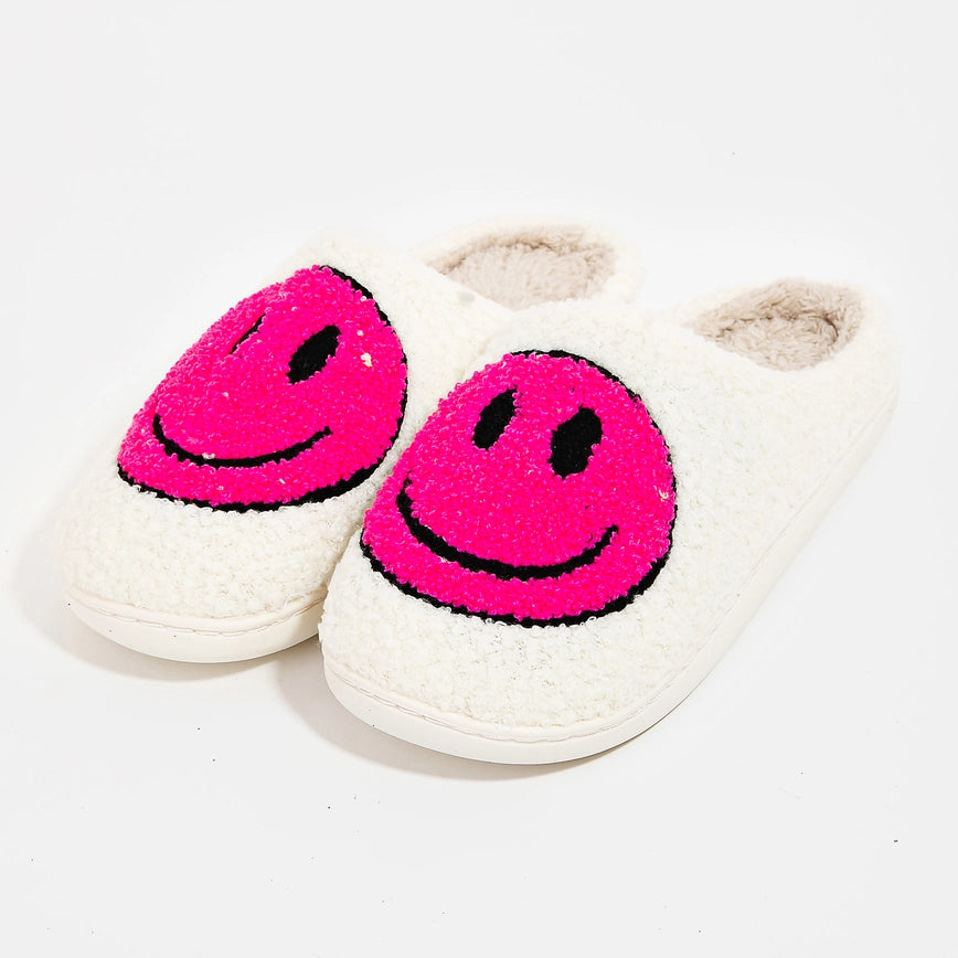 Pink and White Lightning Happy Slippers