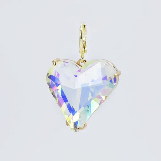 Iridescent Heart Stone Charm