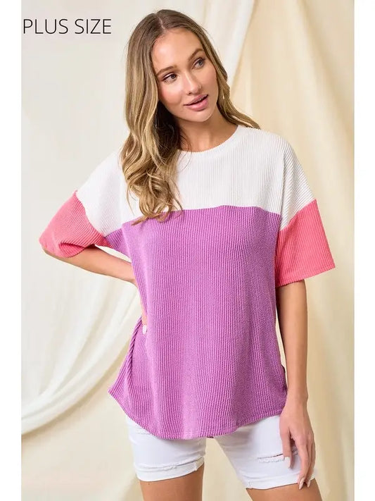 Calling Your Name Color Block Top-Curvy