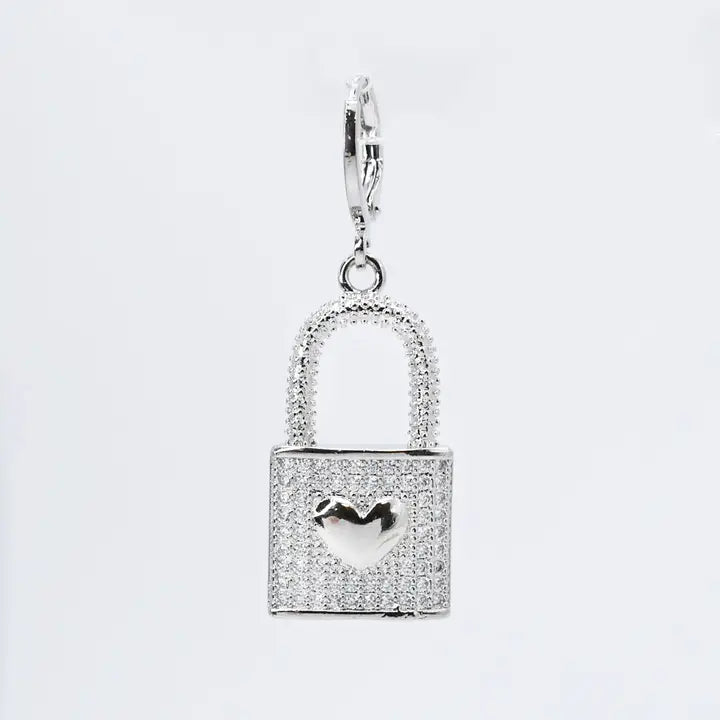 Lock Crystal Heart Charm