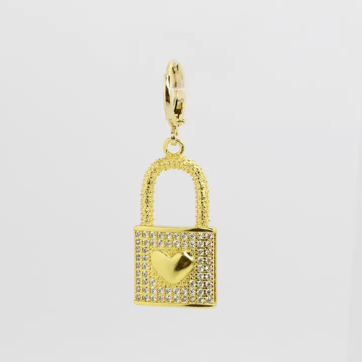 Lock Crystal Heart Charm