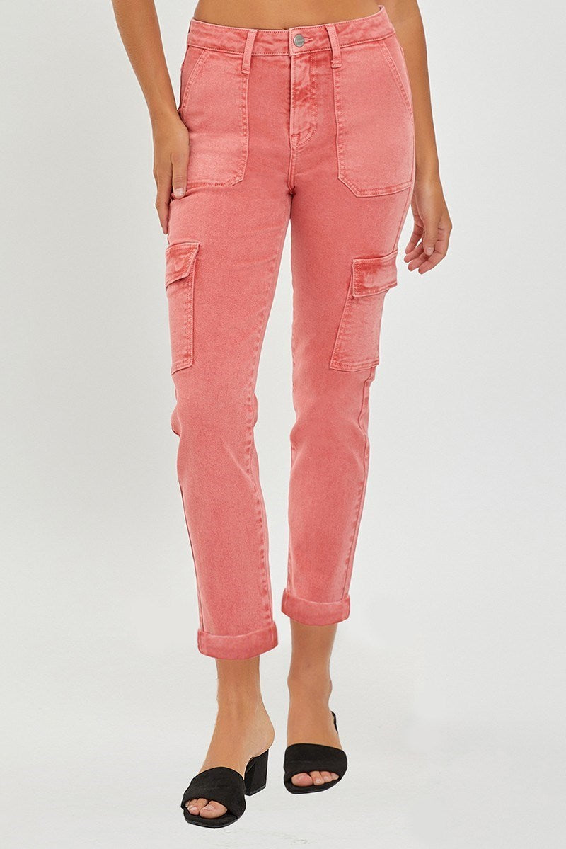 Risen High Rise Cargo Roll-Up Straignt Jeans