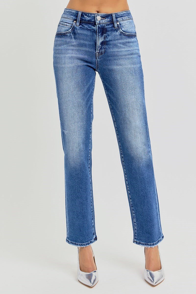 Risen Mid Rise Tapered Ankle Jeans