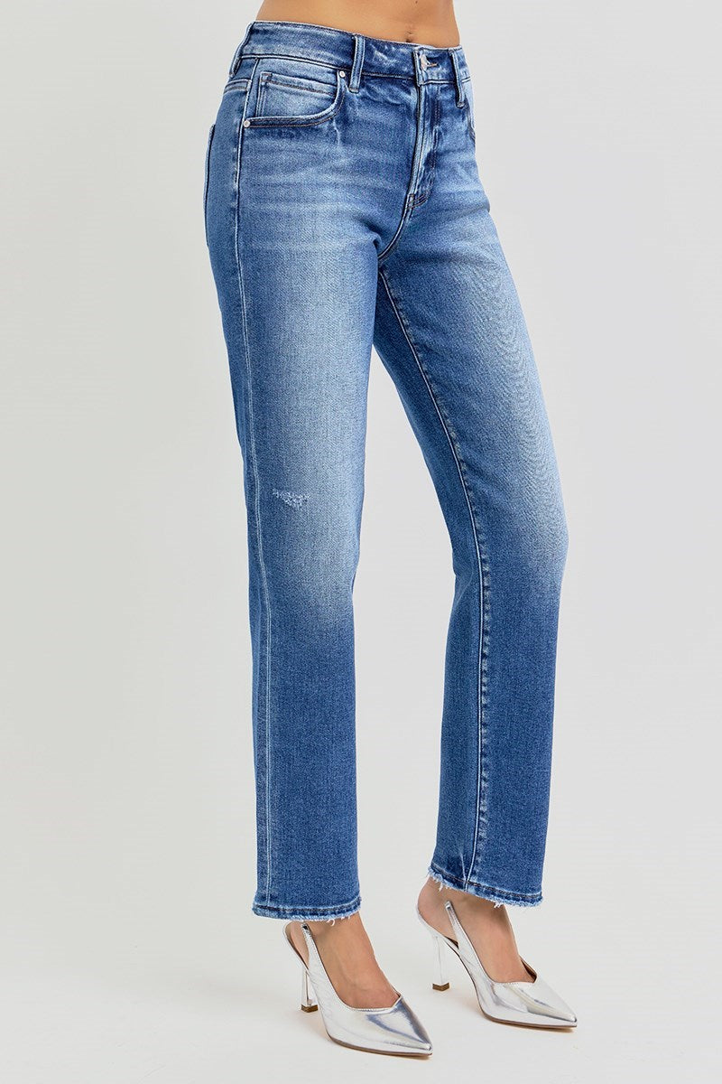 Risen Mid Rise Tapered Ankle Jeans