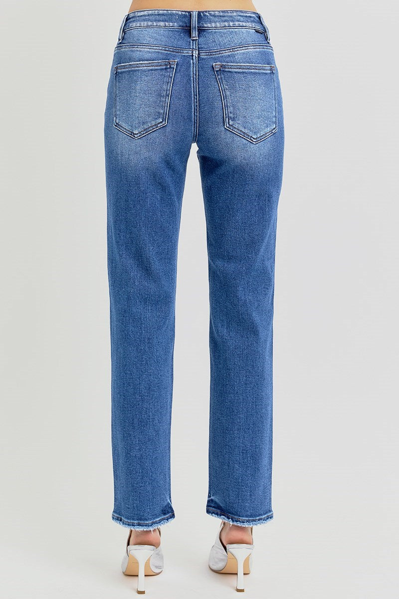 Risen Mid Rise Tapered Ankle Jeans