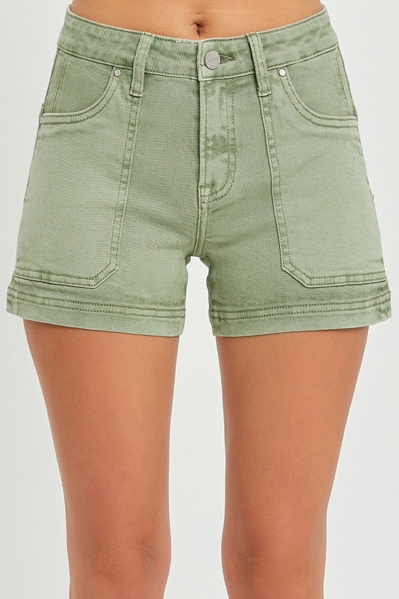 Risen Mid-Rise Front Patch Pocket Shorts