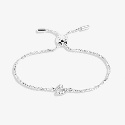 Mini Charms Pave Offset Silver Heart Bracelet