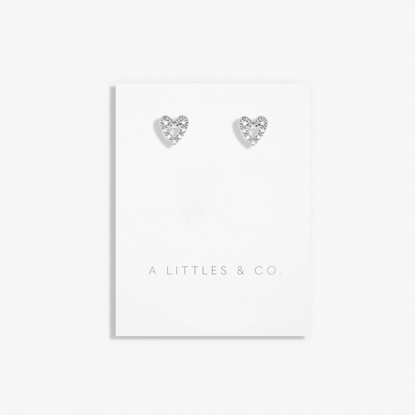 Mini Charms Pave Offset Silver Heart Earrings