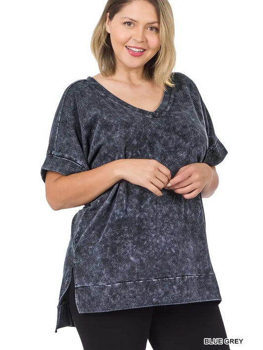 Charcoal Mineral Washed Tee *Plus*
