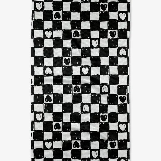 Geometry - Checkered Hearts Tea Towel