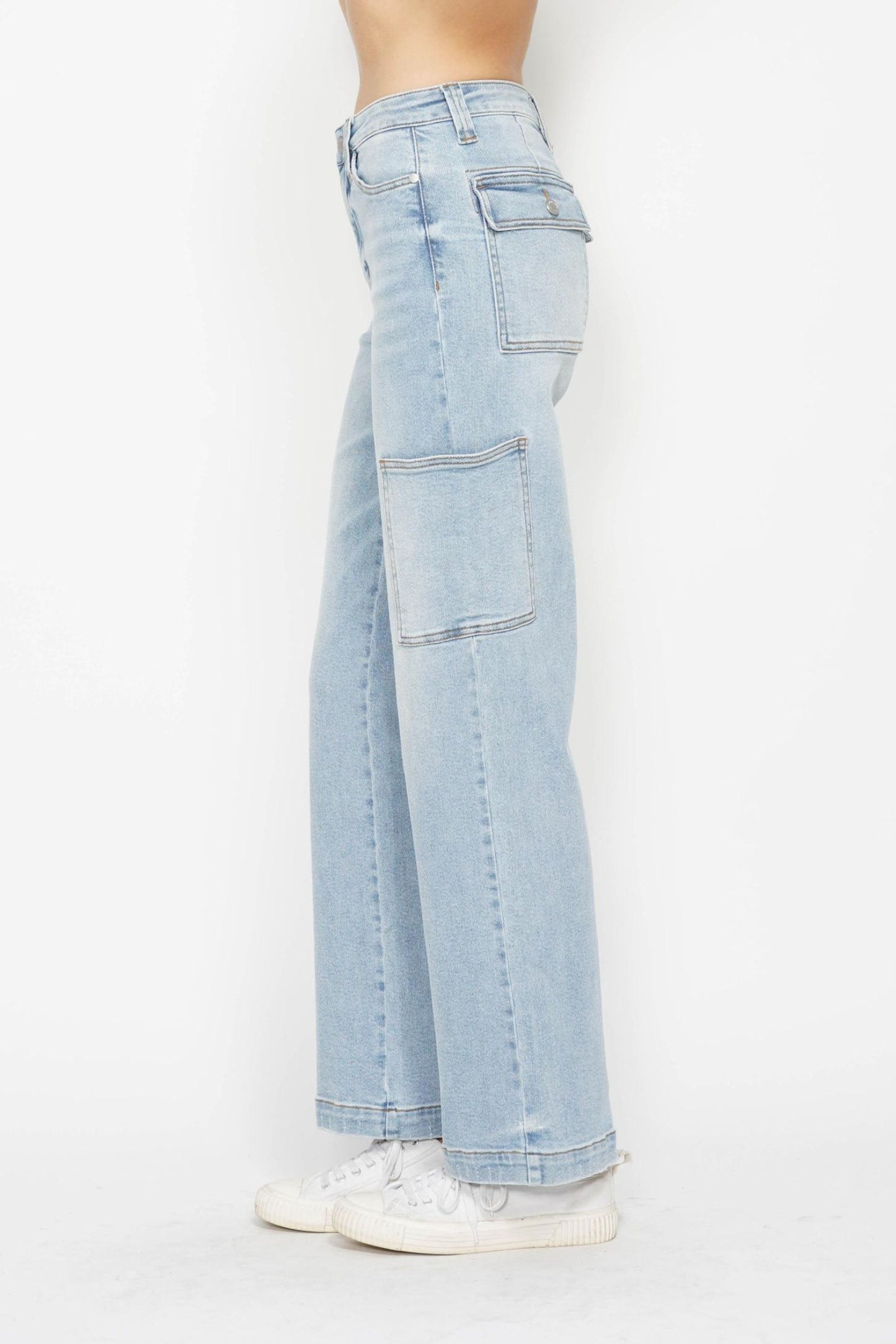 Judy Blue High Waist Cargo Wide Leg Denim Jeans