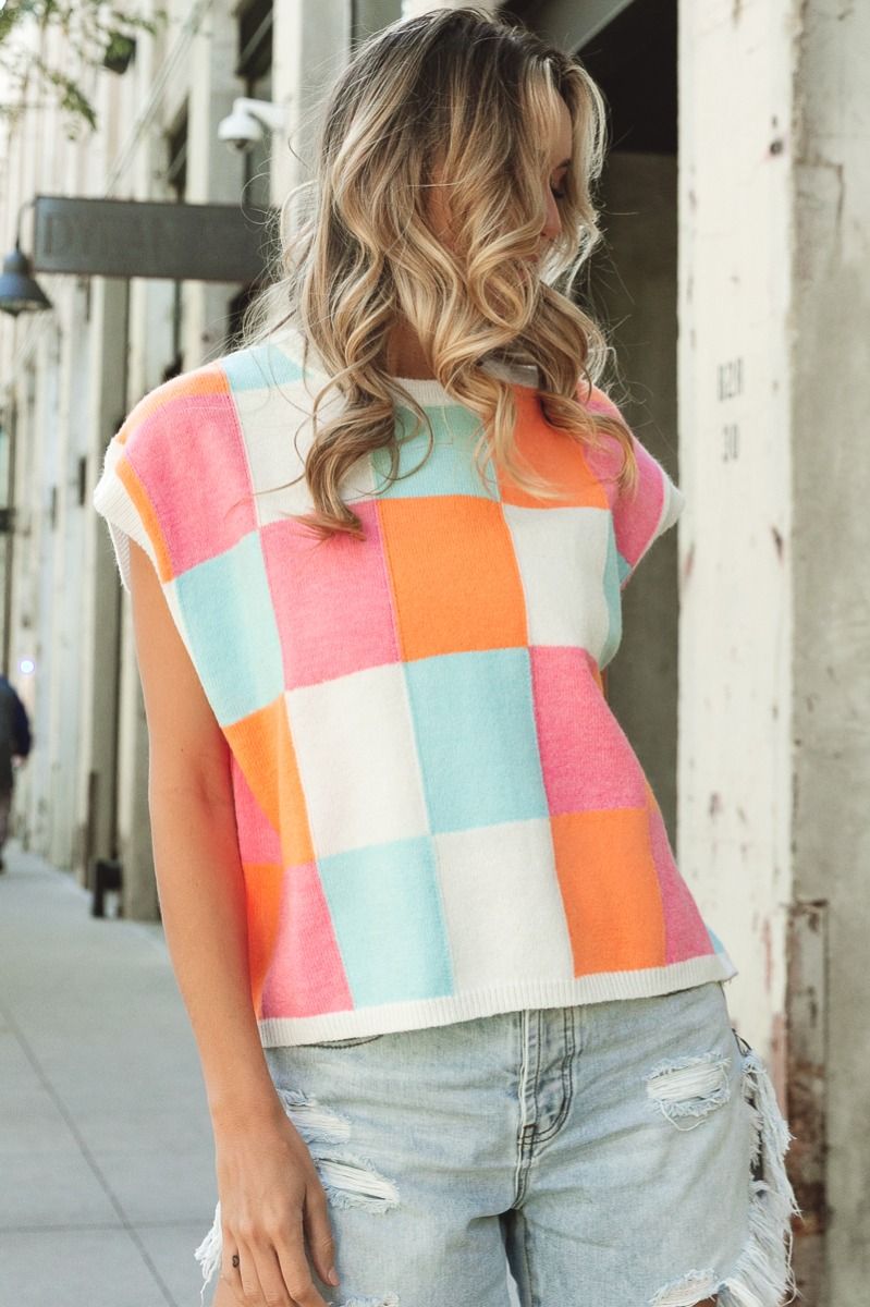 The Colorburst Checker Sweater