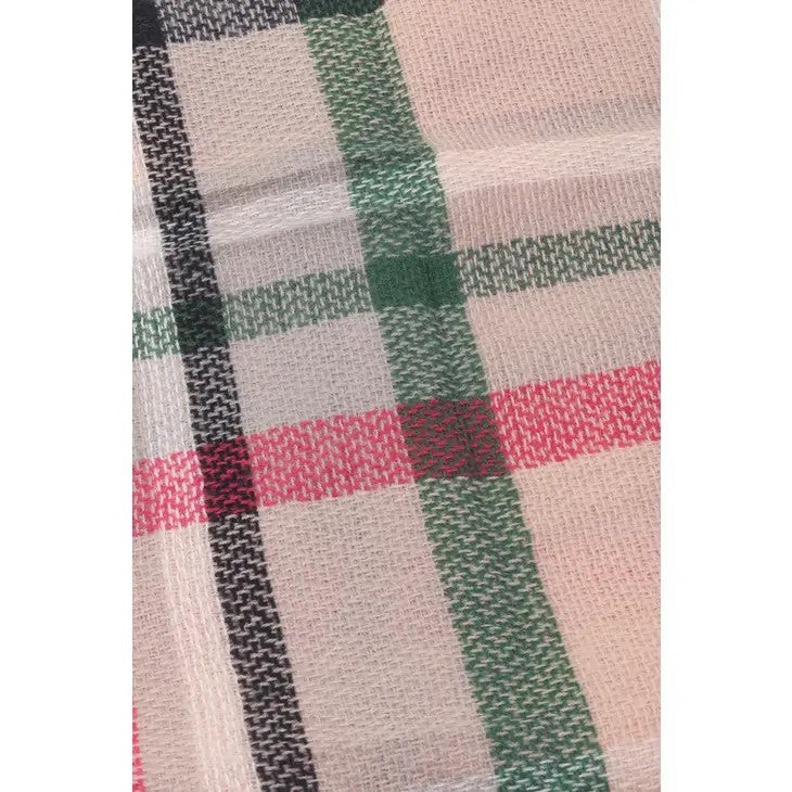 Pink Plaid Knitted Scarf