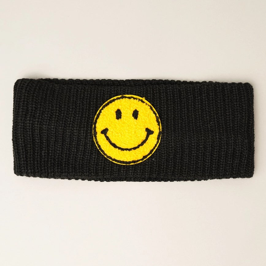 Happy Face Ribbed Knit Headband